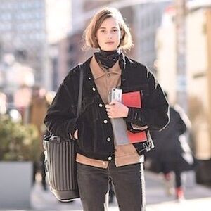 Y2K Virgin Music Group Embroidered Black Denim Jean Jacket Unisex XL